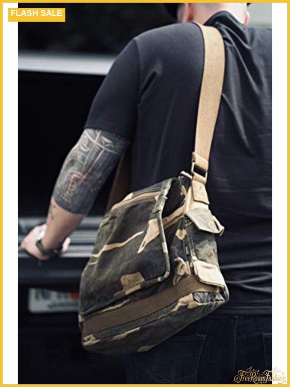 Canvas Messenger Bag Crossbody Shoulder Satchel Vintage Travel Work - Picture 3 of 6